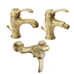 Set completo in ottone bronzato miscelatori lavabo bidet e esterno doccia retrò