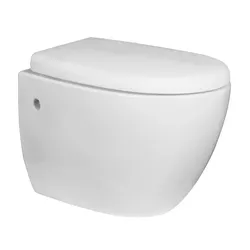 Vaso filoparete in ceramica design moderno completo di sedile copri-wc avvolgente