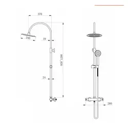 Colonna doccia termostatica cromata con doccetta e soffione 24 cm