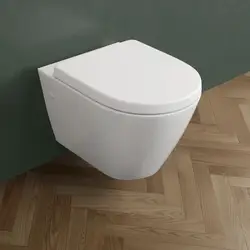 Vaso sospeso wc rimless in ceramica bianca senza brida con sedile
