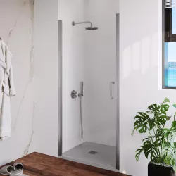 Porta doccia battente per nicchia 90 cm trasparente 8 mm anticalcare reversibile - Artego