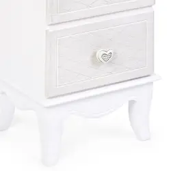 Cassettiera in legno bianco con 4 cassetti e pomelli a cuore - Clara