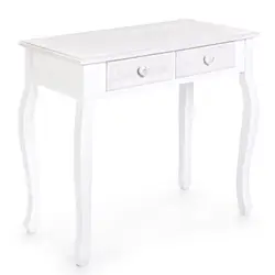 Console  in legno bianco con 2 cassetti e pomelli a cuore - Clara