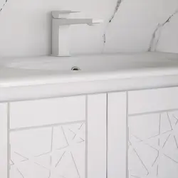 Mobile a terra 60 cm con lavabo in ceramica e specchio led finitura bianco  opaco