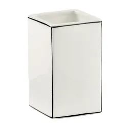 Portaspazzolini da appoggio in ceramica bianco con profilo nero - Lucrezia di Gedy