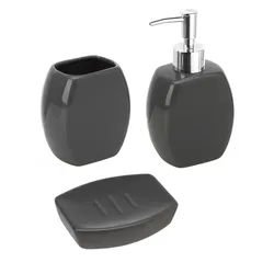 Set 3 accessori da bagno da appoggio in ceramica grigio - Linea Parigi