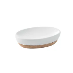 Portasapone d'appoggio in ceramica bianco e sughero - Ilary di Gedy