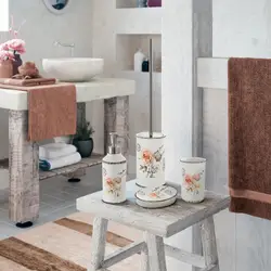 Scopino wc con porta scopino in ceramica Gedy con motivi floreali arredo  shabby