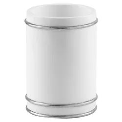 Porta spazzolini bagno accessorio da appoggio in resina bianco e argento classico