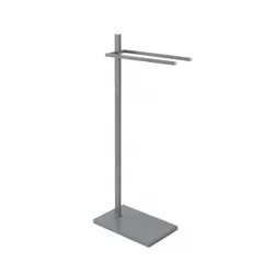 Piantana portasciugamani in acciaio con base in mdf grigio