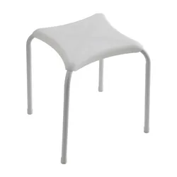 Sgabello quadrato in abs e metallo bianco