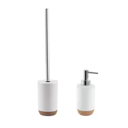 Set 2 accessori da appoggio in ceramica bianco e sughero - Ilary di Gedy