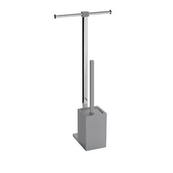 Colonnina portarotolo e scopino WC Rainbow acciaio inox e resina grigio