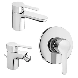Set miscelatori lavabo - bidet - incasso doccia in ottone cromato - Paini P3