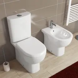 Coppia di sanitari filomuro vaso monoblocco e bidet in ceramica Tonique