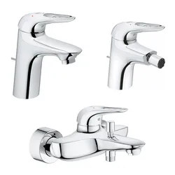 Grohe set di miscelatori per lavabo bidet e vasca con leva aperta Eurostyle New
