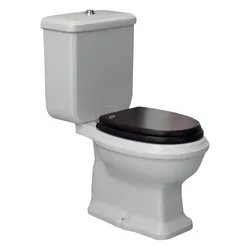 Vaso rétro monoblocco in ceramica con copri wc in legno noce con scarico a pavimento - Arcade di Simas
