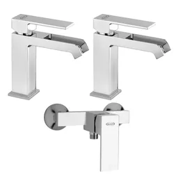 Jacuzzi - Rubinetteria set di miscelatori in ottone cromato lavabo + bidet a cascata + esterno doccia