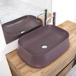 Lavabo per appoggio da 60 cm rettangolare prugna matt - Sharp di Simas