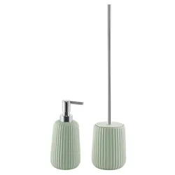Set 2 accessori d'appoggio in ceramica verde menta rigato - Marika di Gedy