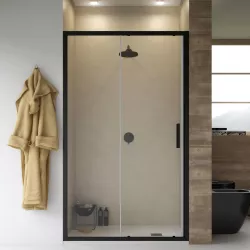 Porta doccia 150 cm nero porta scorrevole vetro temperato anticalcare 200h cm - Naomi