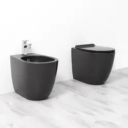 SET Completo Accessori Bagno Serie BRIK CERAMICA tortora