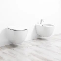 Sanitari sospeso bidet + wc + sedile 56 cm bianco opaco - Vignoni di Simas