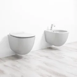 Sanitari opachi coppia sospesi bidet + wc + sedile tela opaco - Vignoni di Simas