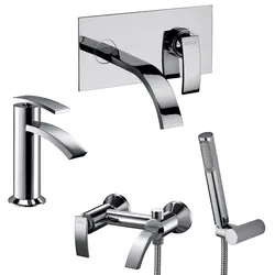 Set miscelatori lavabo a parete bidet e vasca serie Ray Jacuzzi - Rubinetteria arredo bagno
