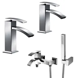 Lavabo bidet e vasca con doccino set di miscelatori Glint di Jacuzzi - Rubinetteria