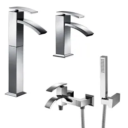 Set miscelatori lavabo alto bidet e vasca con duplex Glint di Jacuzzi - Rubinetteria in ottone cromato
