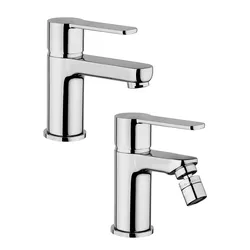 Coppia miscelatori lavabo e bidet Jacuzzi - Rubinetteria Opalia in ottone cromato per piletta e con tecnologia Energy Saving