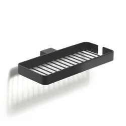 Griglia portaoggetti a muro 25 cm in alluminio e cromall nero opaco - Lounge di Gedy