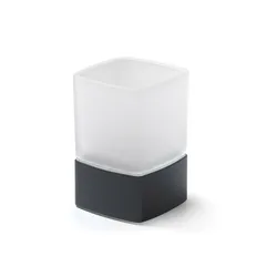 Portaspazzolino d'appoggio in cromall e alluminio nero e vetro satinato - Lounge di Gedy