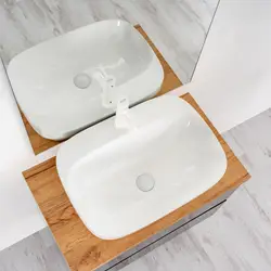 Lavabo in ceramica 60x42 cm da appoggio o incasso bianco lucido