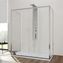Box 3 lati 80x170x80 cm doppio scorrevole vetro temperato 6mm trasparente 185h - Young