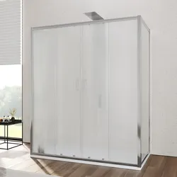 Box 3 lati 80x170x80 cm doppio scorrevole vetro temperato 6mm stampato 185h - Young
