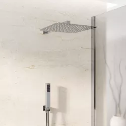 Set doccia squadrato soffione 30x30cm, braccio 40cm e doccino con presa d'acqua