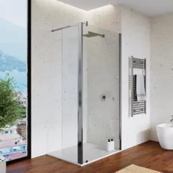 Box doccia walk in da 90 cm con anta girevole trasparente anticalcare 200h cm - Keep