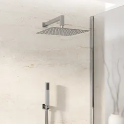 Set doccia squadrato con soffione 30x30 cm con braccio e doccino con presa acqua a muro