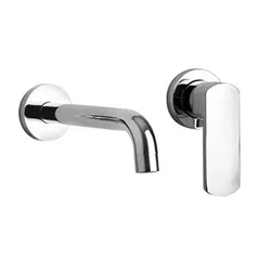 Miscelatore lavabo a muro con canna da 19 cm a doppia piastra - Ovo di Paini