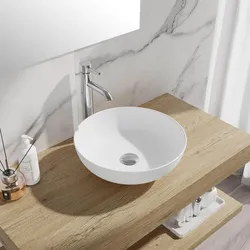 Lavabo appoggio con scanalature 38cm ceramica ultraslim bianco opaco