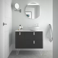 Mobile bagno portalavabo dx 90 in antracite opaco con specchio - Marea