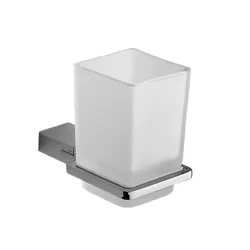 Portaspazzolini a muro in acciaio inox e cromall cromo e vetro satinato - Kansas di Gedy