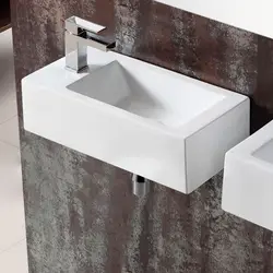 Lavabo sospeso in ceramica rettangolare 41 cm foro sx bianco lucido