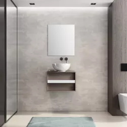 Mobile bagno sospeso TREMITI 60 cm Rovere Grigio con lavabo