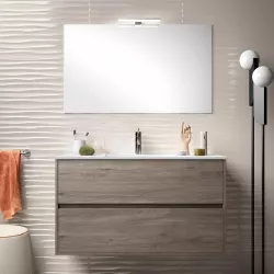 Mobile bagno da 100 cm sospeso rovere tundra con lavabo e specchio - Medora