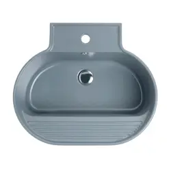 Tino Colavene lavabo/lavello grigio opaco per bagno lavanderia o esterno  sospeso o appoggio 60x50x30h cm