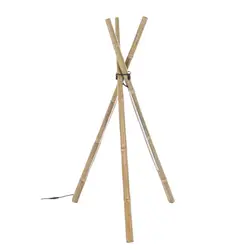 Piantana con striscia led treppiede in legno di bamboo altezza 109 cm