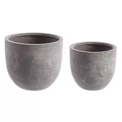 Set 2 vasi in fibra di vetro e argilla colorata grigio